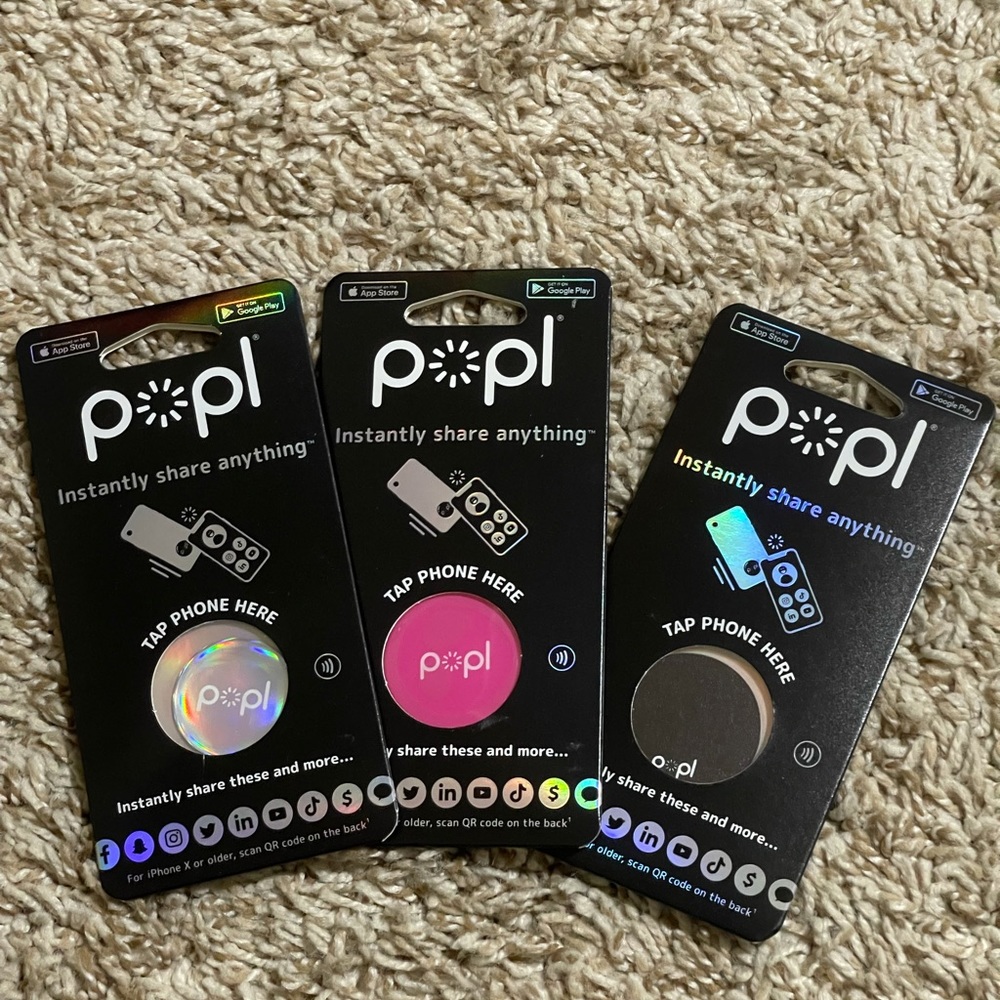 3 Popl Digital Business Card/Smart NFC Sticker/Compatible w/ iPhone and Android